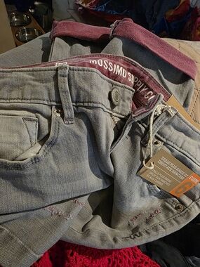 Mossimo Supply Co. Women's Light Gray Jeans with Burgundy Trim
